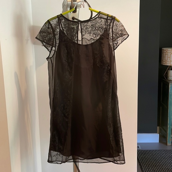 Mango Black 1920’s inspired Sheer Dress with Black Slip - size 6 - Picture 1 of 4